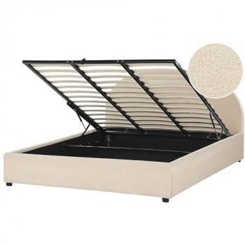 Cama con Almacenaje Beige Boucle de Poliéster 180x200 cm Diseño Minimalista Retro Ottomana