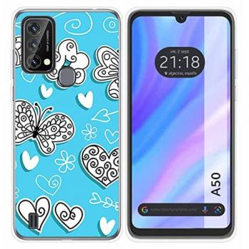 Funda de Silicona Gel TPU para Blackview A50 con Diseño de Mariposas