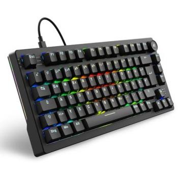 Teclado para Gaming Sharkoon SKILLER SGK25, 75% Layout, Interruptores Huano Red Lubricados, RGB, Antirruido y Funciones Macro