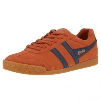 Gola Harrier Suede Basketball Sneakers in Moody Orange-Navy