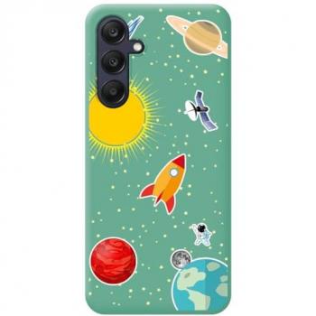 Funda Silicona Líquida Verde Espacio para Samsung Galaxy A25 5G con Dibujos