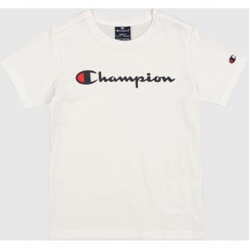 Camiseta de niño Champion de algodón con gran logo, manga corta, color blanco