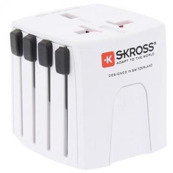 Adaptador de Viaje Universal SKROSS MUV Micro - 2.5A, Compatible con 150 Países, Ideal para Aparatos Sin Toma Tierra