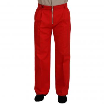 Dolce & Gabbana Red Straight Fit Men Trousers Cotton Pants - IT48 | M
