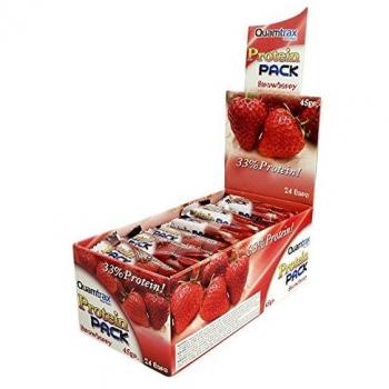 Quamtrax Nutrition - Caja Protein Pack, Sabor a Fresa, 24 Barritas