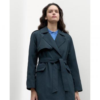 Gabardina Baldialf marino Ecoalf - Abrigo sostenible para mujer con cinturón y bolsillos