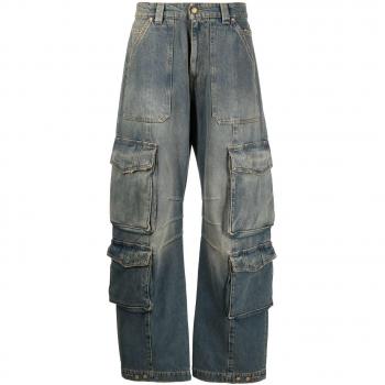 Golden Goose Women's Washed Denim Cargo Jeans in Blue | Size 26 | GWP01617P001258