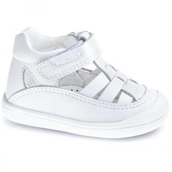Zapatos de piel para bebé niña con cierre adherente - Pablosky 036500, Blancos, 20 EU