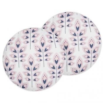 Conjunto de 2 Cojines de Jardín Redondos Beige de Poliéster ⌀ 40 cm con Motivo de Hojas Diseño Moderno