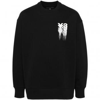 Y-3 Men's Cotton Crew-Neck Sweatshirt in Black | Size Medium | IZ3171 Color BLACK