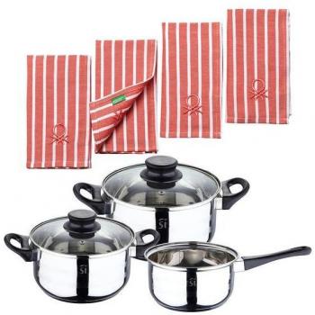 Batería de Cocina 5 Piezas + Set 4 Paños - San Ignacio