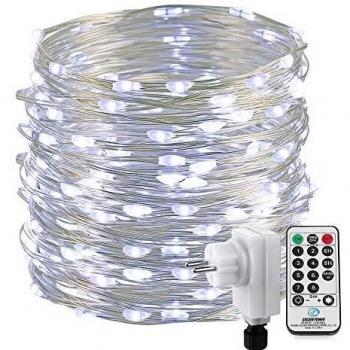 NEXVIN Luces de Navidad, Guirnalda Luces 20M 200 LED, Cadena de Luces Blanco con Control Remoto, Luces de Decoración de Alambre de Cobre para Jardín, Casa, Fiesta, Arbol de Navidad