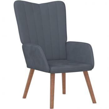 Silla de relajación de terciopelo en gris claro, gris oscuro y verde oscuro - Sillón cómodo para dormitorio, sofá de ocio