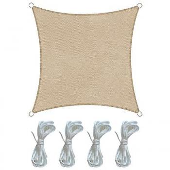 Tienda de Jardín Cortina Parasol a Vela Cuadrada Beige Polietileno Anti UV 3x3 m