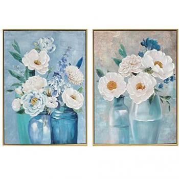Lienzo DKD Home Decor 60 x 3,5 x 80 cm Jarrón Shabby Chic (2 Unidades)