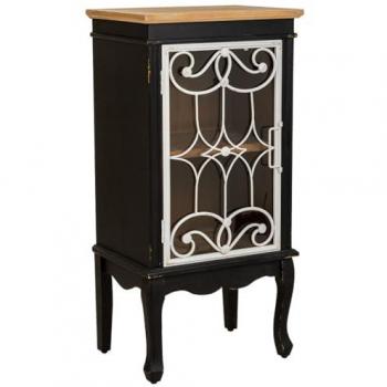 Vitrina de Madera y Metal Negra con 1 Puerta - Alexandra House Living 36x100x50 cm