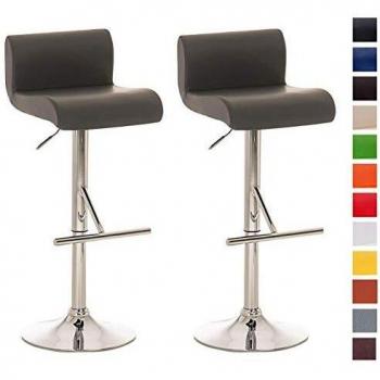 Set de 2 Taburetes California en Cuero PU Gris, Altura Ajustable y Giratorios