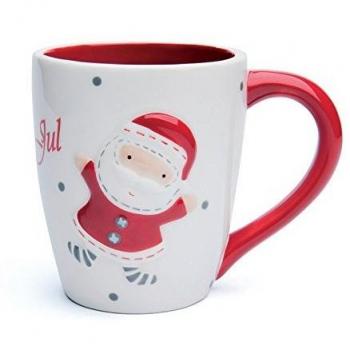 Excelsa - Taza (cerámica), diseño de Navidad, Color Blanco y Rojo