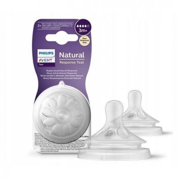 Philips Avent Natural Response Flow 4 Baby Bottle Teat 3m+ Medium Flow, 2 pc