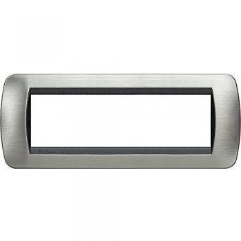 Placa Bticino Living International 7 módulos acero cepillado L4807ACS