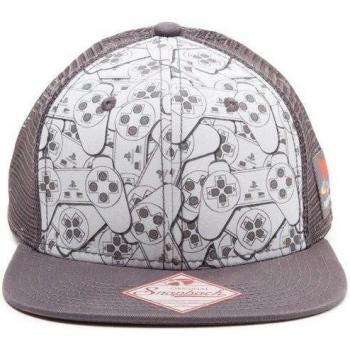 Controlador Snapback Playstation Sony camionero sublimación Motif Gorra de béisbol, gris oscuro - Gorra Mandos Trucker