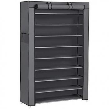 SONGMICS Zapatero de Tela de 10 Niveles, Zapatero con Funda Exterior de Tela 28 x 88 x 160 cm, para Zapatillas de Deporte, Tacones,Zapatillas, Marco de Metal, Gris RXJ36G