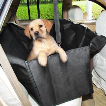 GHB Cubierta de Asiento de la Hamaca del Coche con Doble Cremallera Cubierta de Protección del Perro para Mascotas y Viajes Negro