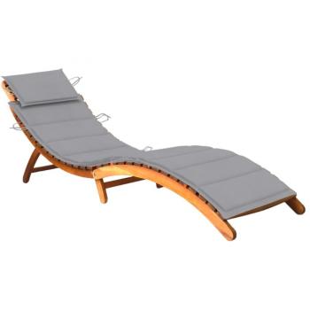 Tumbona de jardín con cojín de madera maciza de acacia