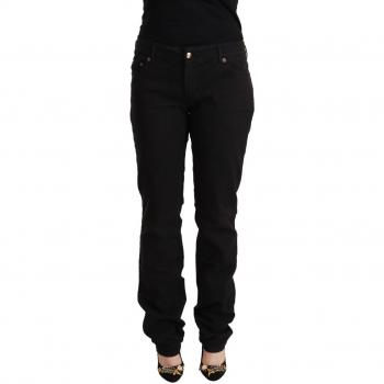Just Cavalli Black Mid Waist Denim Cotton Skinny Jeans - IT36|XXS, Slim-fit, Female, Black, Size: 3XS