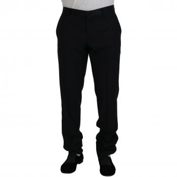 Dolce & Gabbana Black Dress Wool Silk Trouser Pants - IT54 | XL, Black Wool Formal Tuxedo Trouser Pants, Sizes: 2XL