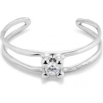 UNO de 50 Silver-Plated Metal Cuff Bracelet with White Zirconia - One Size
