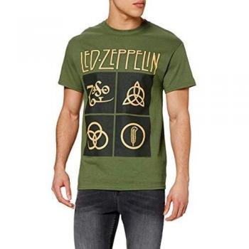 Led Zeppelin Green Symbols Olive T-Shirt for Men - Sizes M to XL