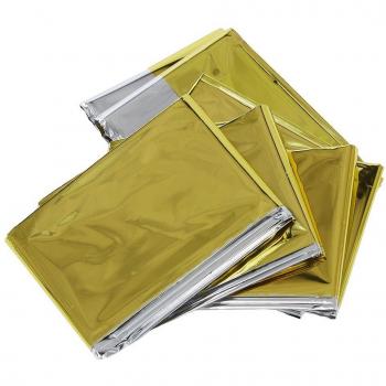 SODIAL(R) Manta de emergencia, Plata y oro, Tamano medio (210*140cm)