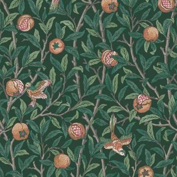William Morris Retro Bird & Pomegranate Textured Wallpaper