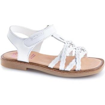 Sandalias de niña de piel con cierre adherente en color blanco - Pablosky
