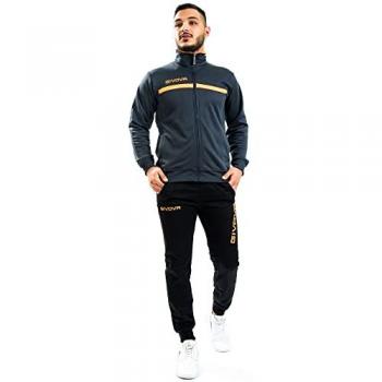 Givova Chándal One Full Zip Negro, Gris, TT012-2328, Gris Oscuro/Naranja Fluo, Talla S