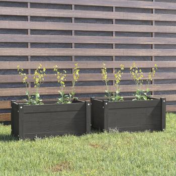 Gray Solid Pine Garden Planters - 2 Pack (60x31x31 cm)