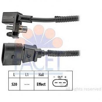 Sensor de posición del cigüeñal FACET 9.0443 - Fabricado en Italia, compatible OE para VW y SKODA