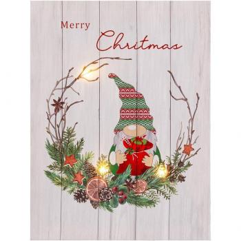 Cuadro decorativo con 3 luces LED para Navidad de 30x40 cm - Diseño fotoimpreso blanco