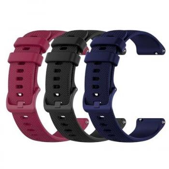 Pack de 3 Correas de Silicona para Reloj 18mm con Liberación Rápida, Compatible con Smartwatches, Negro/Azul Oscuro/Burdeos