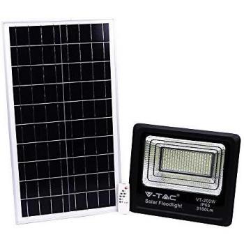 Foco LED Solar 200W con Control Remoto, 4000K, IP65, Negro - V-Tac VT-200W