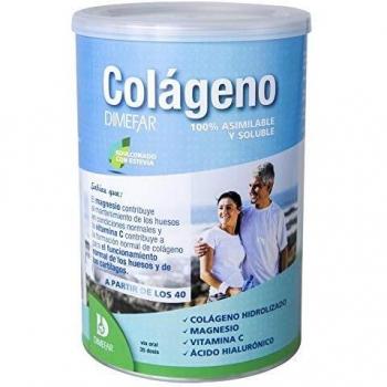 DIMEFAR - Colágeno Hidrolizado en Polvo - Mantenimiento Articulaciones + Músculos - Colágeno + Vitamina C + Magnesio + Ácido Hialurónico, 350g | Colágeno en Polvo para Músculos y Articulaciones