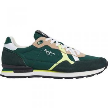 Zapatillas Pepe Jeans Brit Road Verde Bosque, Hombre, Talla 44-47 EU, Color Verde Negro Blanco