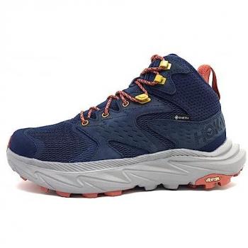 Hoka Anacapa 2 Mid GORE-TEX Botas de montaña para hombre, color azul oscuro con detalles en rojo y amarillo, talla 46