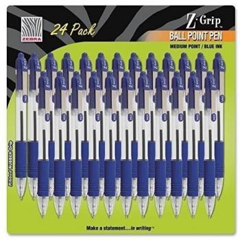 Z-grip bolígrafo retráctil, tinta azul, Medio, 24/paquete, se vende como un paquete