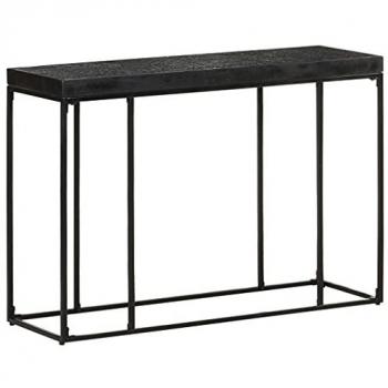 Mesa Consola Negra 110x35x76 cm de Madera Maciza de Acacia y Mango
