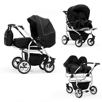 Carro gemelar 3 piezas. Capazo + sillas + grupo 0 + accesorios. Duet BBtwin Elcar trio 3en1