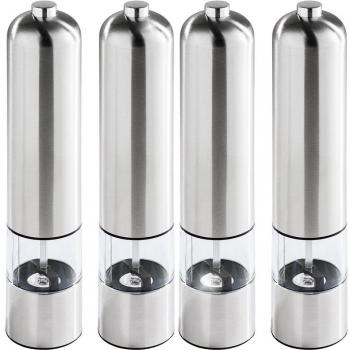 TecTake MOLINILLO ELÉCTRICO DE PIMENTERO SAL ESPECIAS ACERO INOXIDABLE CUCHILLAS DE CERAMICA CON LUZ - varias cantidades -