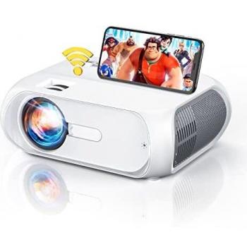 Proyector WiFi Portátil para Exteriores, 6800 LM Proyector Soporta 1080P Full HD Ideal para Cine en Casa, Altavoces Integrados, Proyector LCD de 12000 Horas, TV Stick / Smartphone / PS4 / HDMI / USB