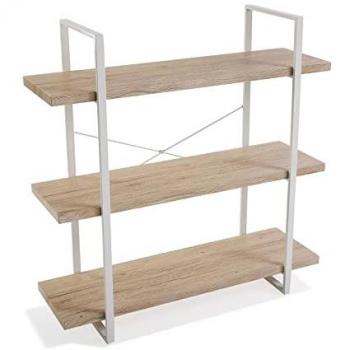 Estantería de Pared de Estilo Industrial Versa Kiel, 3 Baldas en Madera y Metal, Medidas 104 x 33 x 100 cm, Color Marrón y Blanco